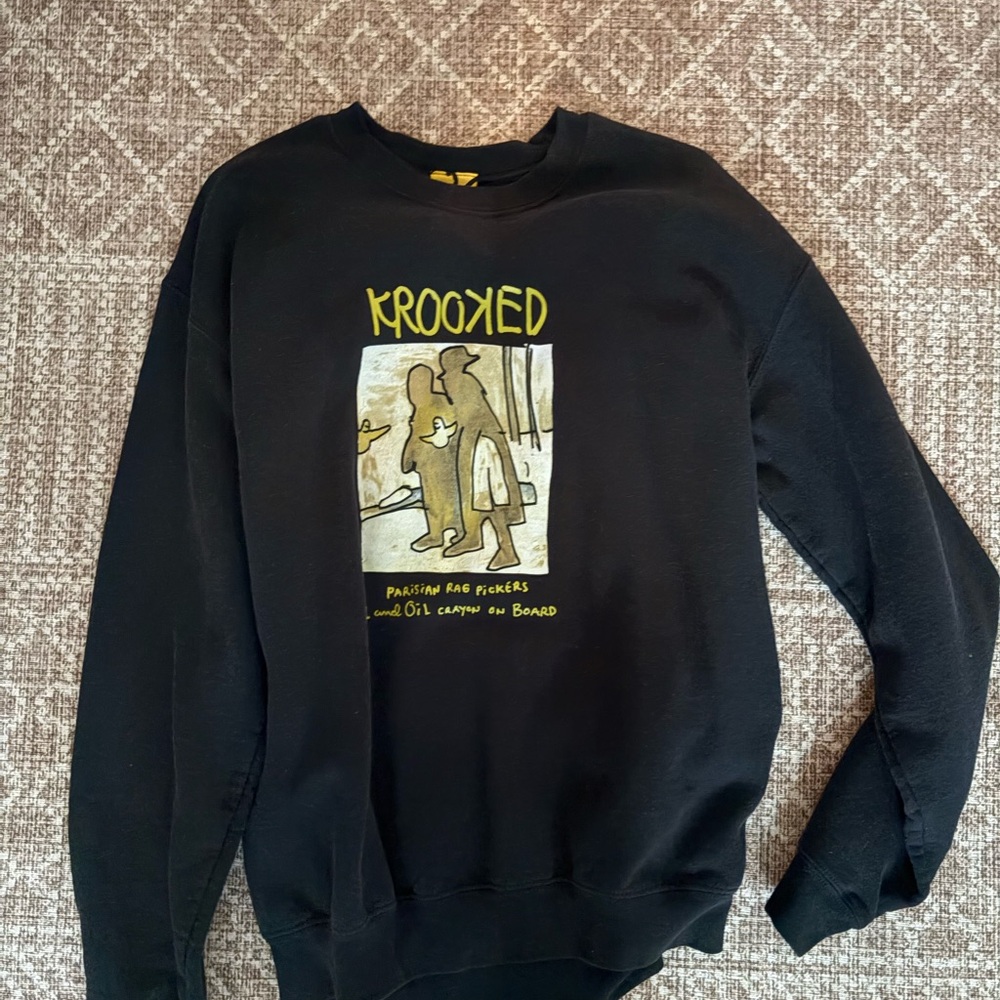 Black Graphic Crewneck Sweater